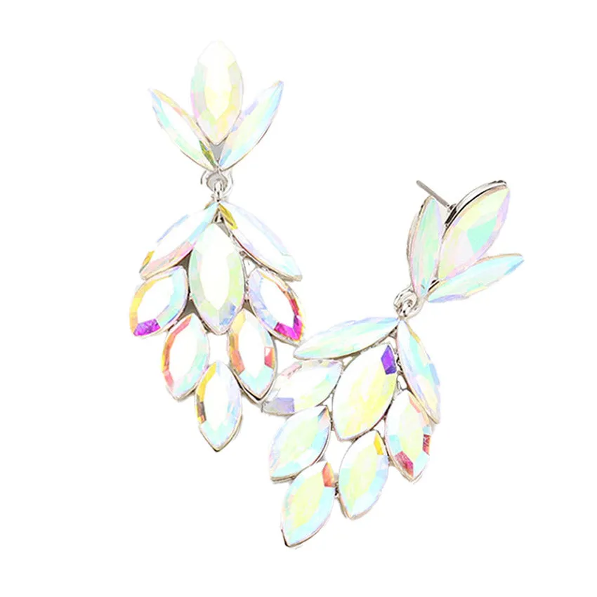 Crystal Marquise Cluster Evening Earrings