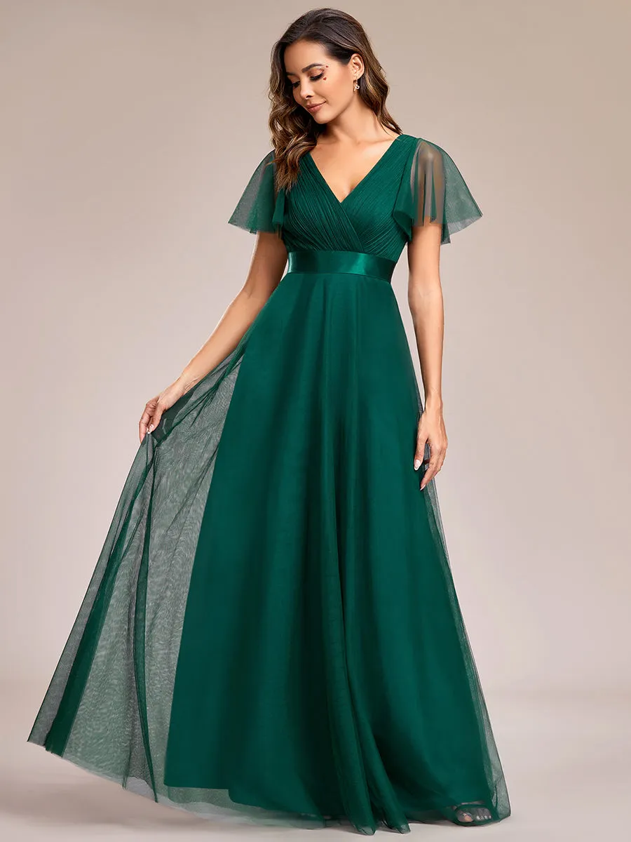 Custom Size Women's V-Neck A-Line Floor-Length Wholesale Bridesmaid Dresses