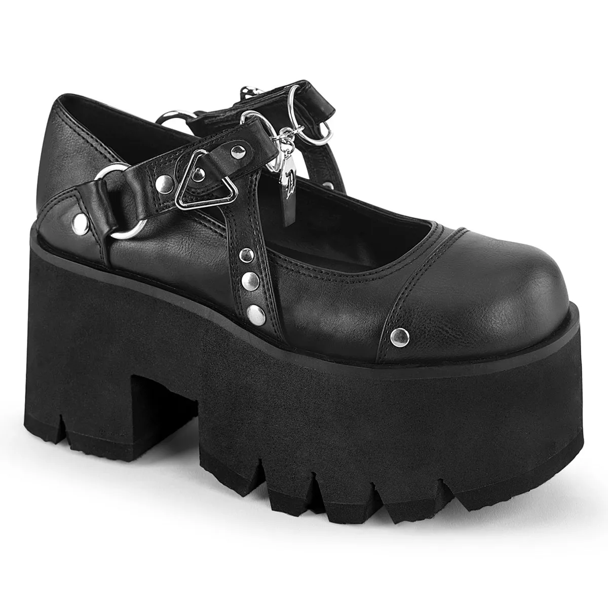 Demonia ASHES-33 | Black Vegan Leather Mary Janes