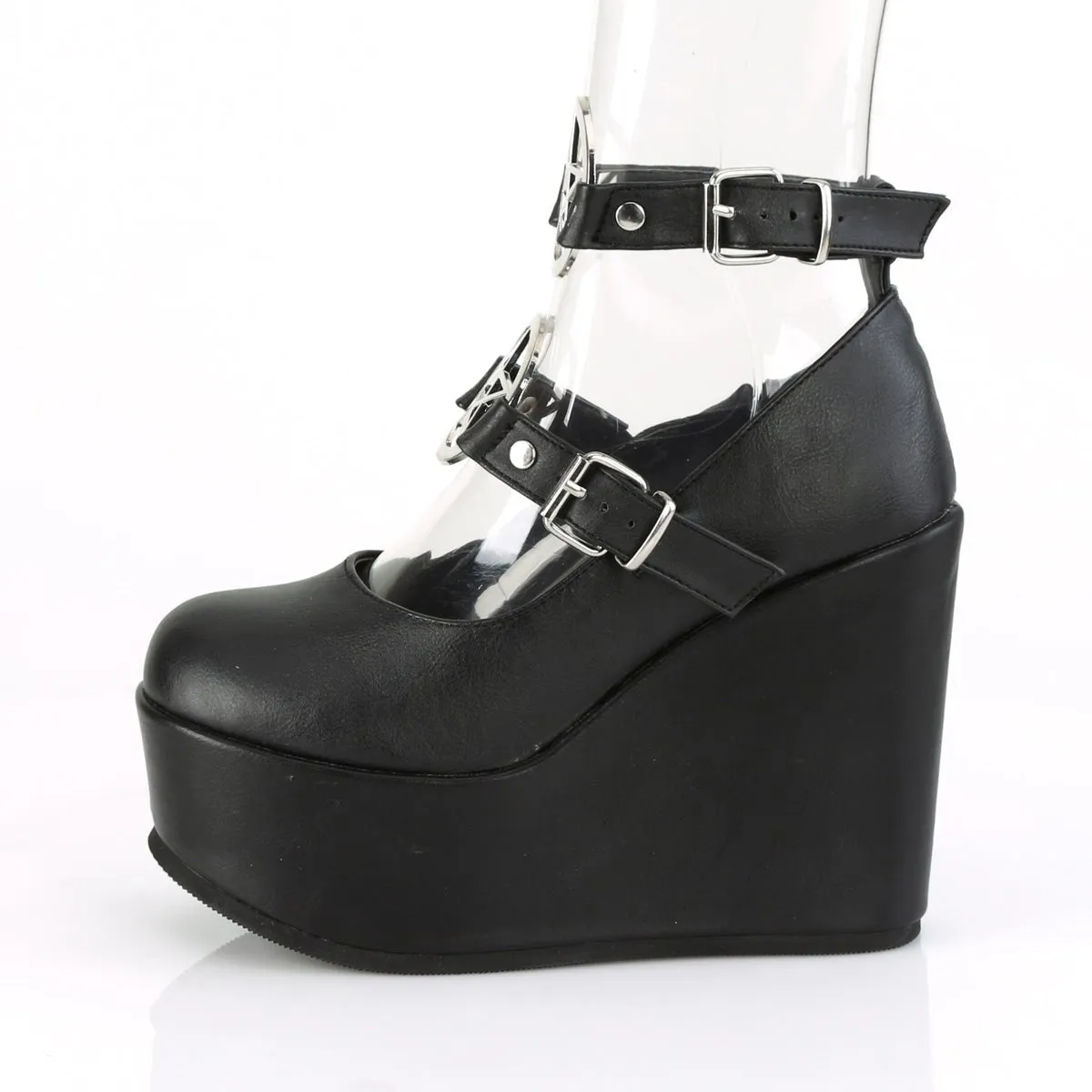 Demonia POISON-99-1 | Black Vegan Leather Mary Janes