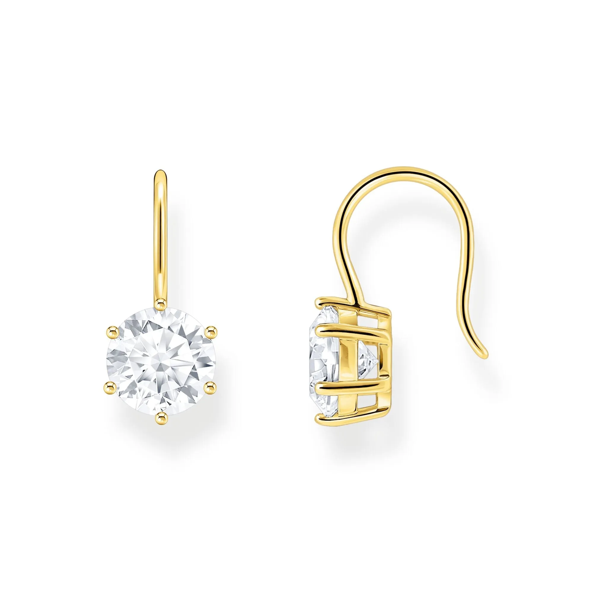 Earrings with white zirconia - gold