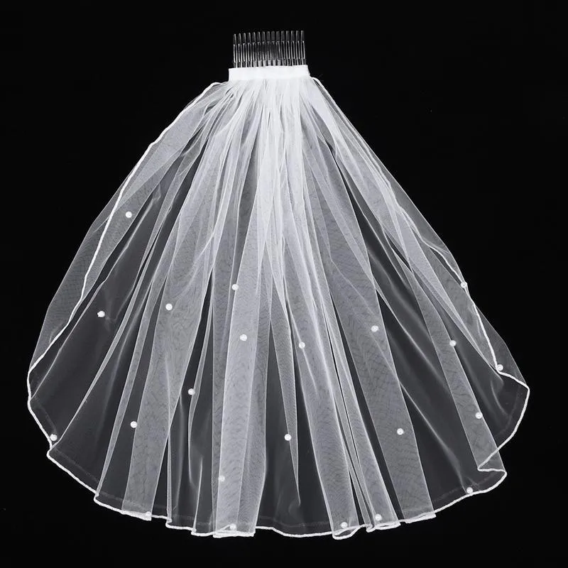 Elegant Pearl Wedding Veil with Comb