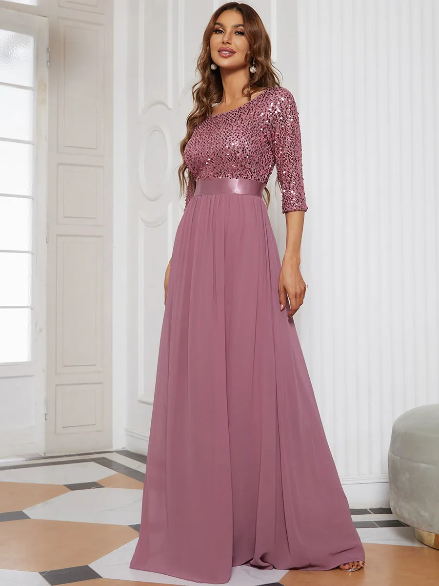 Elegant Round Neckline Sequins Patchwork Wholesale Evening Dress