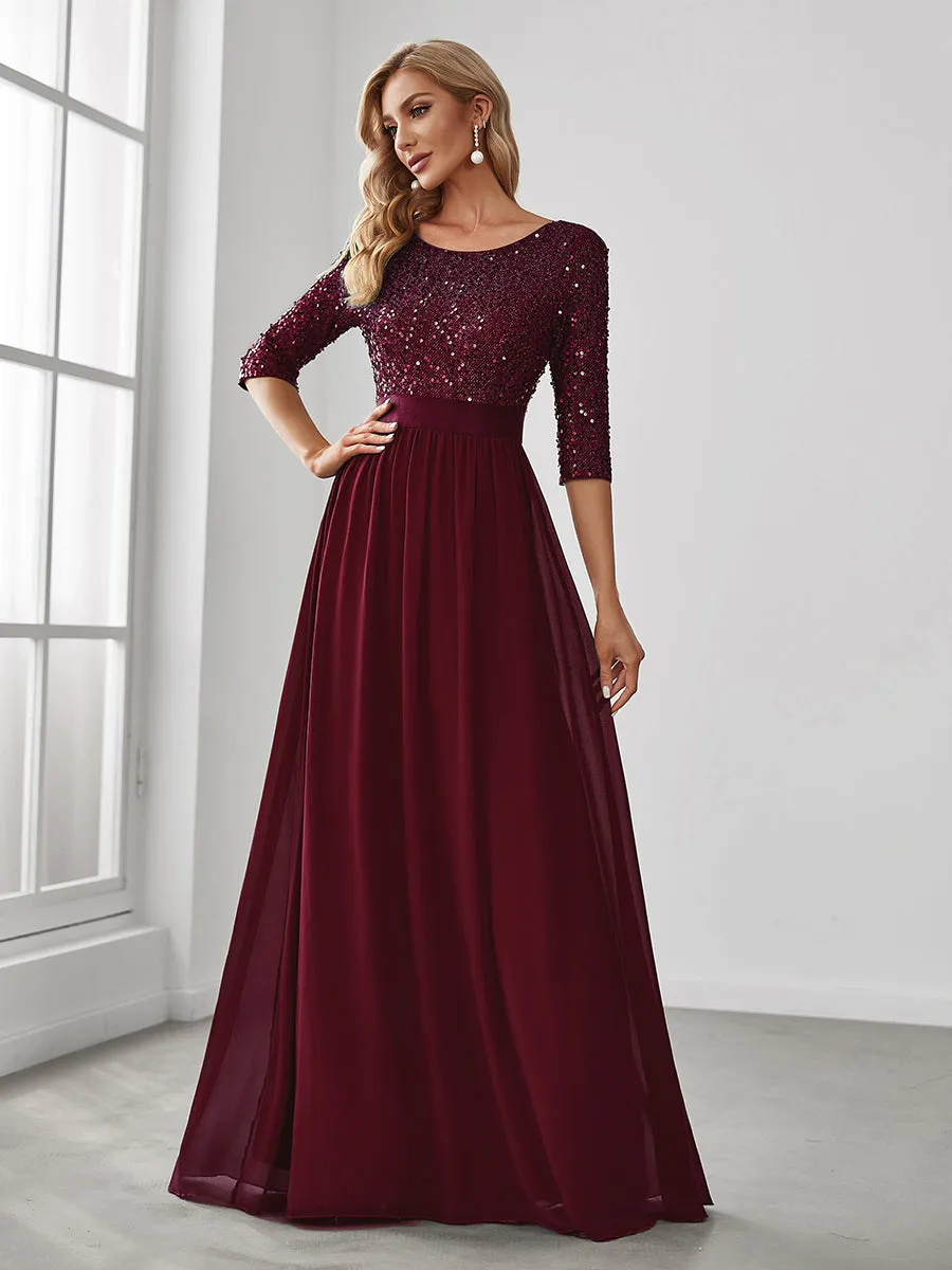 Elegant Round Neckline Sequins Patchwork Wholesale Evening Dress