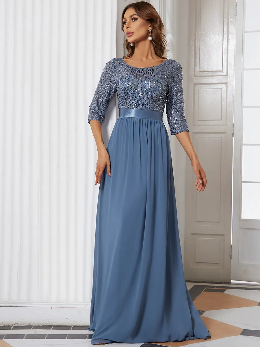 Elegant Round Neckline Sequins Patchwork Wholesale Evening Dress