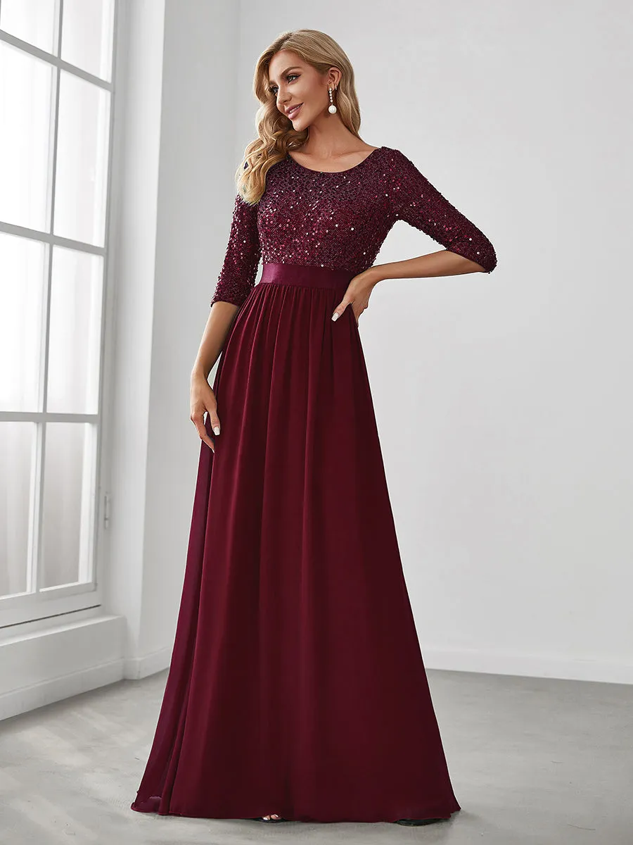 Elegant Round Neckline Sequins Patchwork Wholesale Evening Dress