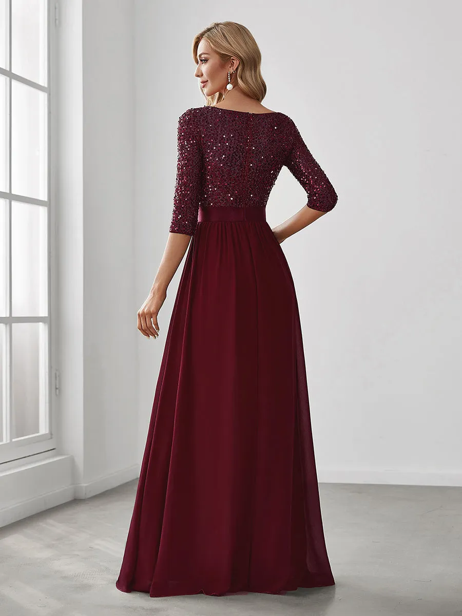 Elegant Round Neckline Sequins Patchwork Wholesale Evening Dress