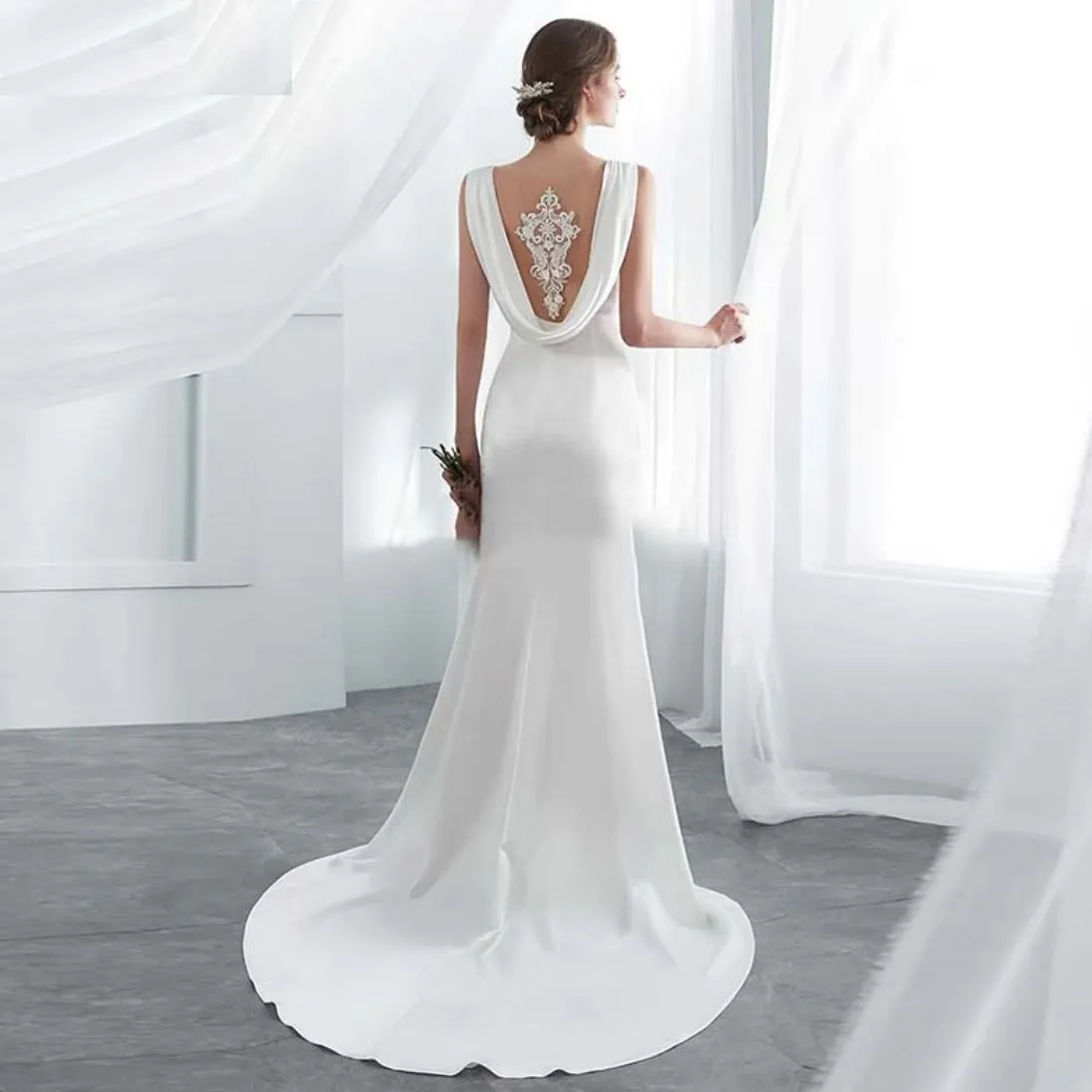 Elegant Satin Classic Wedding Dress