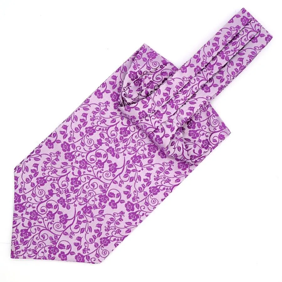 Floral Jacquard Solid Ascot Tie