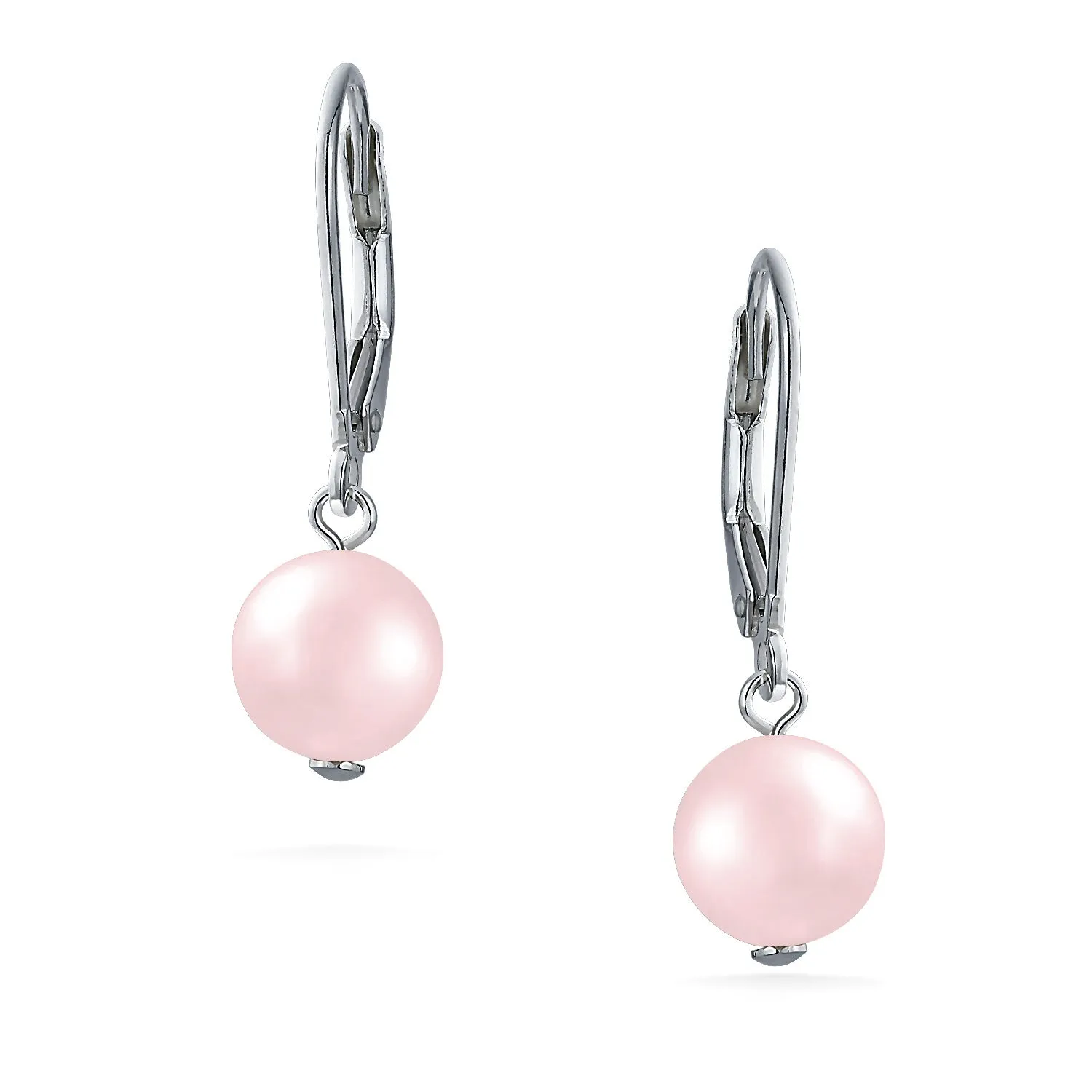 Freshwater Cultured Pearl Teardrop Ball Earrings Leverback .925 Silver