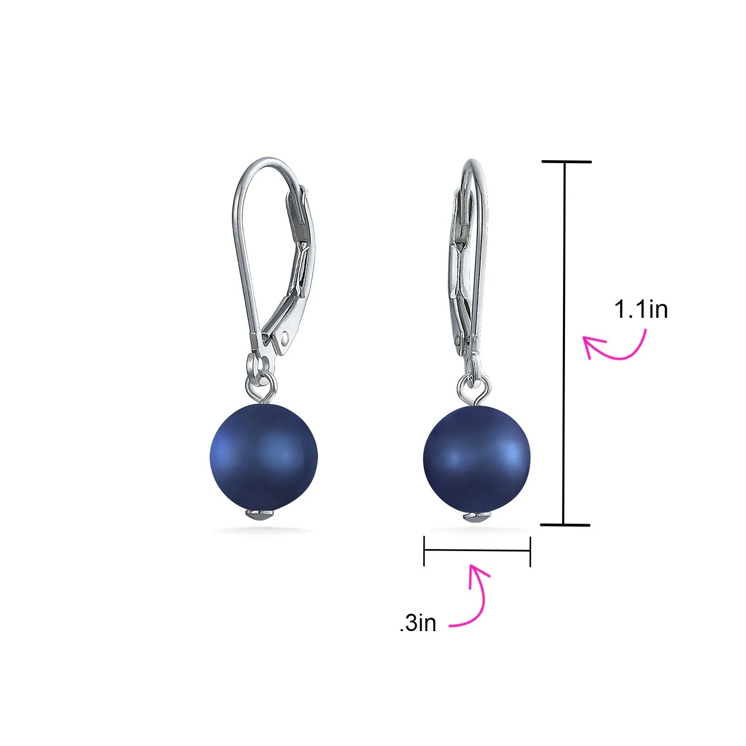 Freshwater Cultured Pearl Teardrop Ball Earrings Leverback .925 Silver