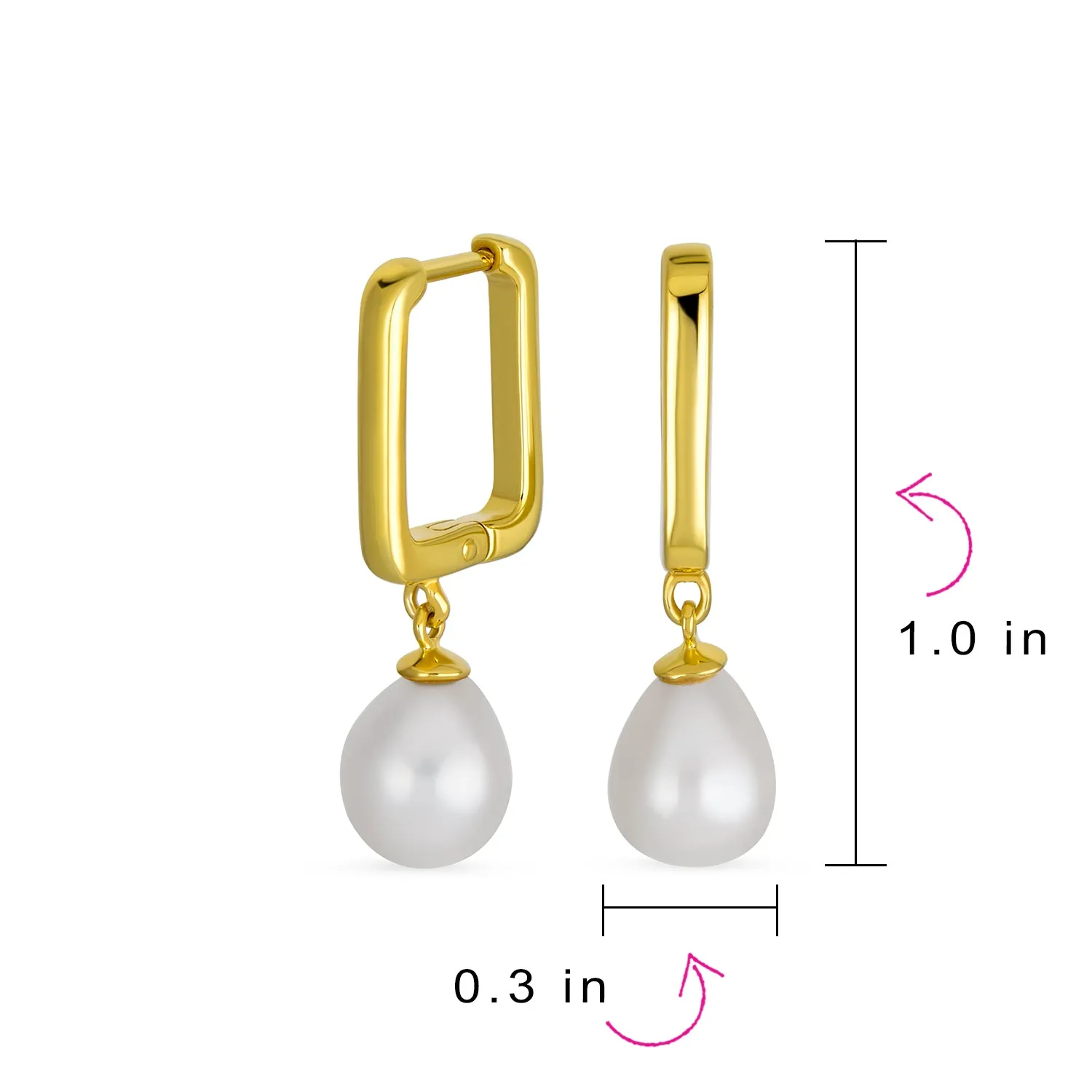 Freshwater Cultured Pearl Teardrop Ball Earrings Leverback .925 Silver