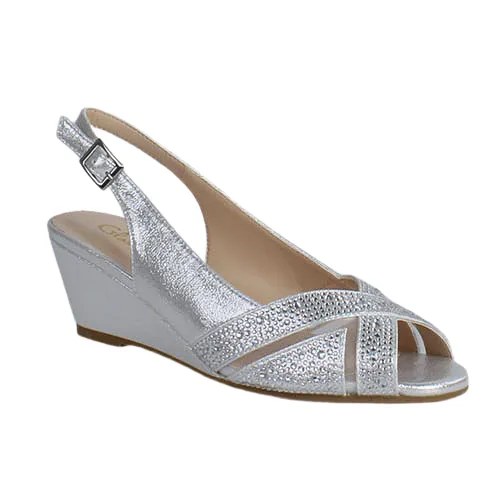 Glamour Ladies Peep Toe Wedges - Minsk - Silver