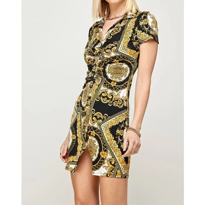 Gold & Black Paisley Shirtdress