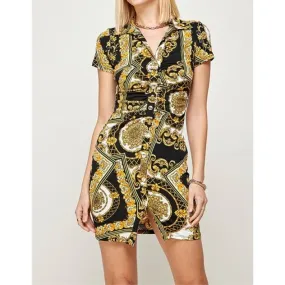 Gold & Black Paisley Shirtdress