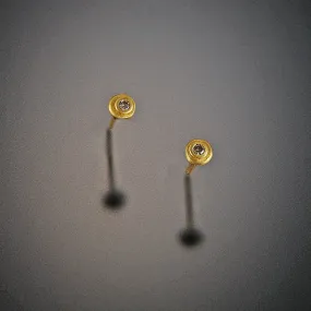 Gold Dot Stud Earrings with Diamonds