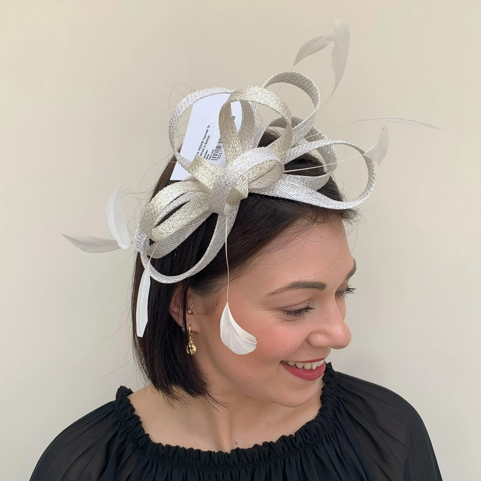 J Bees JB22/238 Fascinator On Headband In Neutrals & Ivory