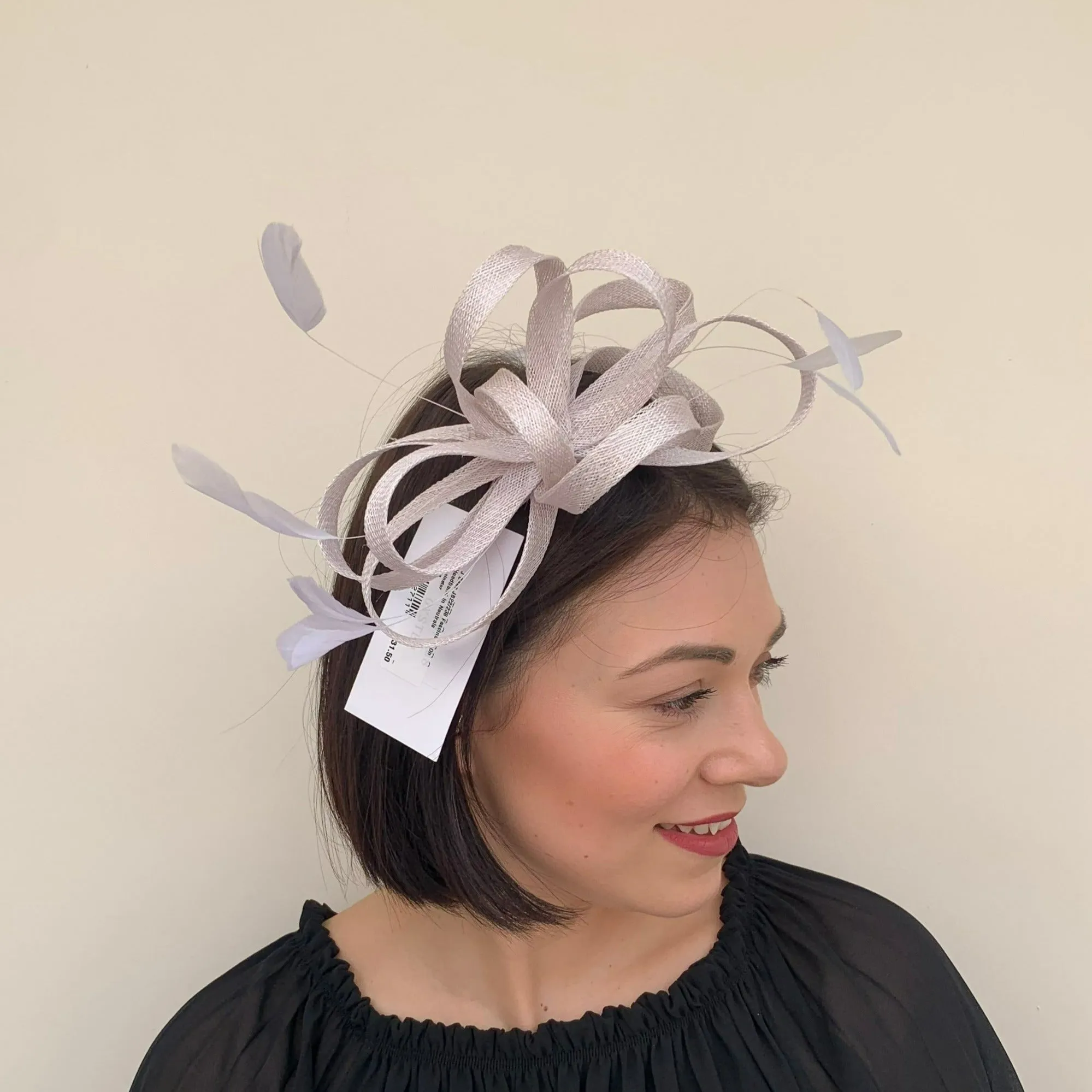 J Bees JB22/238 Fascinator On Headband In Neutrals & Ivory