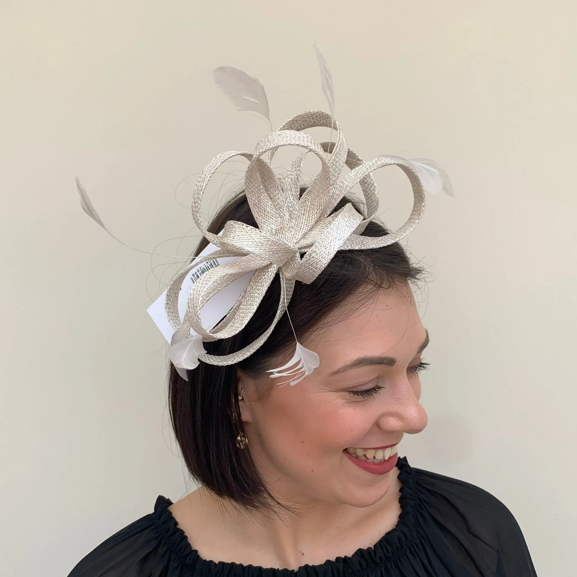 J Bees JB22/238 Fascinator On Headband In Neutrals & Ivory