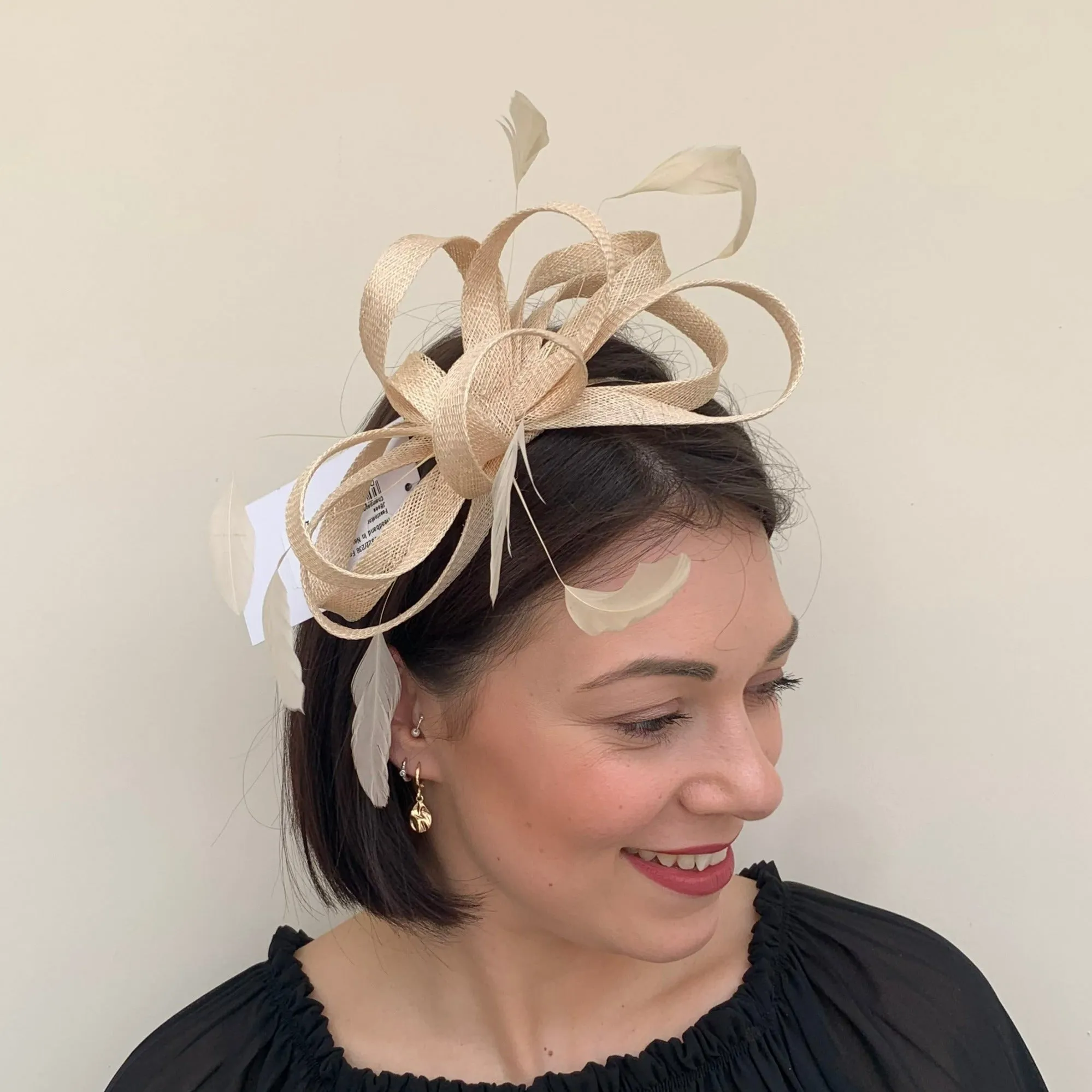 J Bees JB22/238 Fascinator On Headband In Neutrals & Ivory