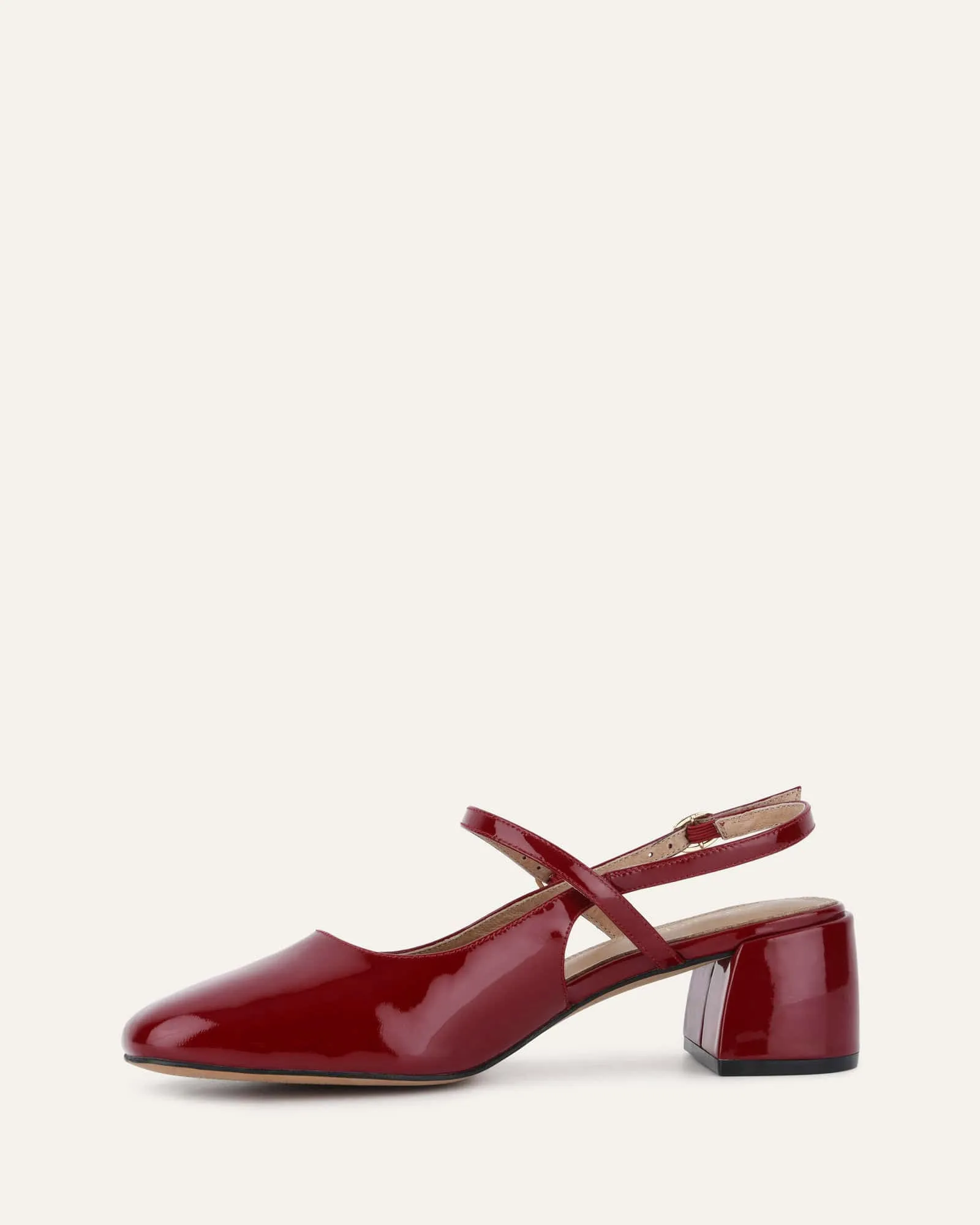 JENNA LOW HEELS RUBY RED PATENT