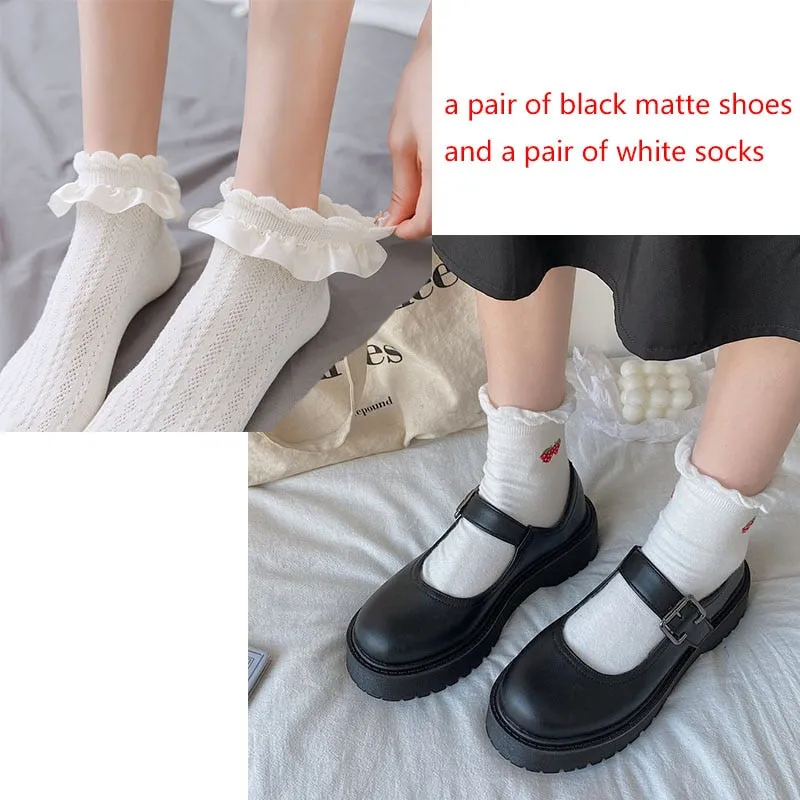 Joskaa Lolita Shoes Mary Janes Women's Shoes School Student College Girl Student Sweet JK Uniform Mary Jane Shoes Low Heel Women Sandal