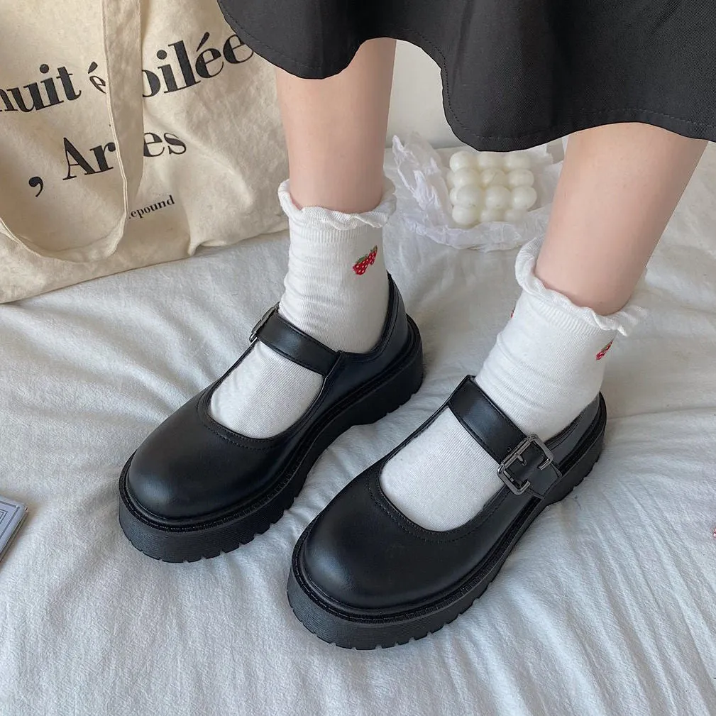 Joskaa Lolita Shoes Mary Janes Women's Shoes School Student College Girl Student Sweet JK Uniform Mary Jane Shoes Low Heel Women Sandal