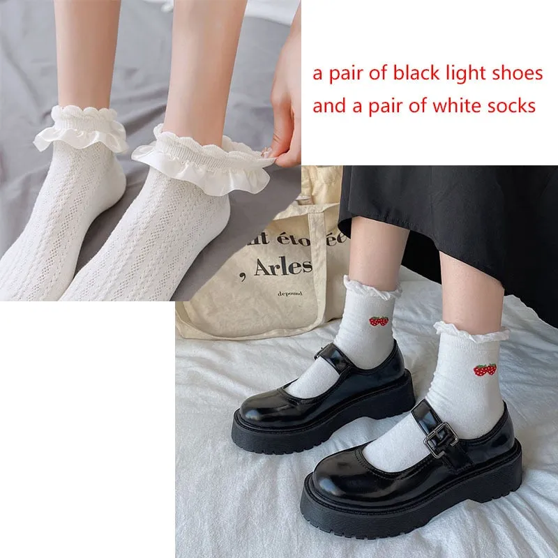 Joskaa Lolita Shoes Mary Janes Women's Shoes School Student College Girl Student Sweet JK Uniform Mary Jane Shoes Low Heel Women Sandal