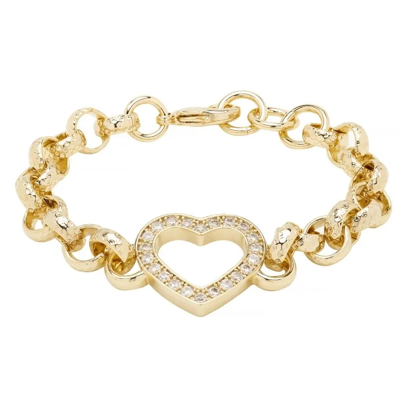 Kids 8mm Gold Filled Open Heart Belcher Bracelet Stones 6/6.5 Inch