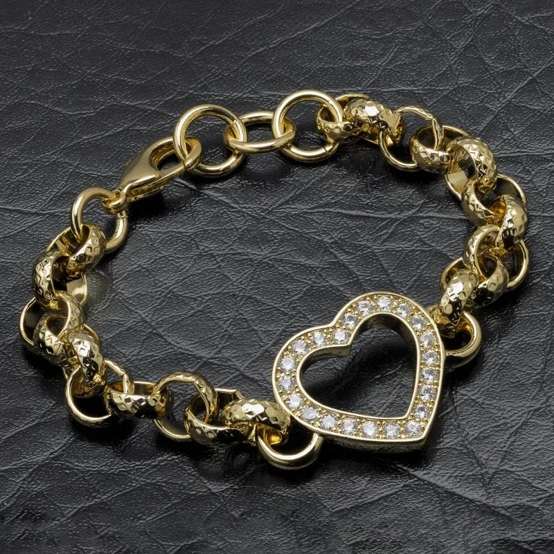 Kids 8mm Gold Filled Open Heart Belcher Bracelet Stones 6/6.5 Inch