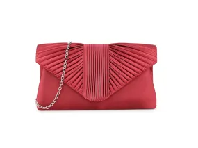 Koko H2645 Burgundy Satin Gathered Clutch Bag