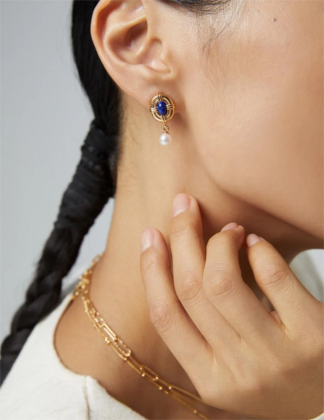 Lapis Lazuli Pearl Earrings