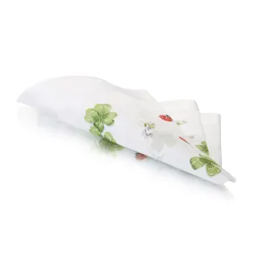 Lehner 'Ladybird & Daisy' Design Hand-Rolled Satin Band White Ladies Swiss Cotton Handkerchief