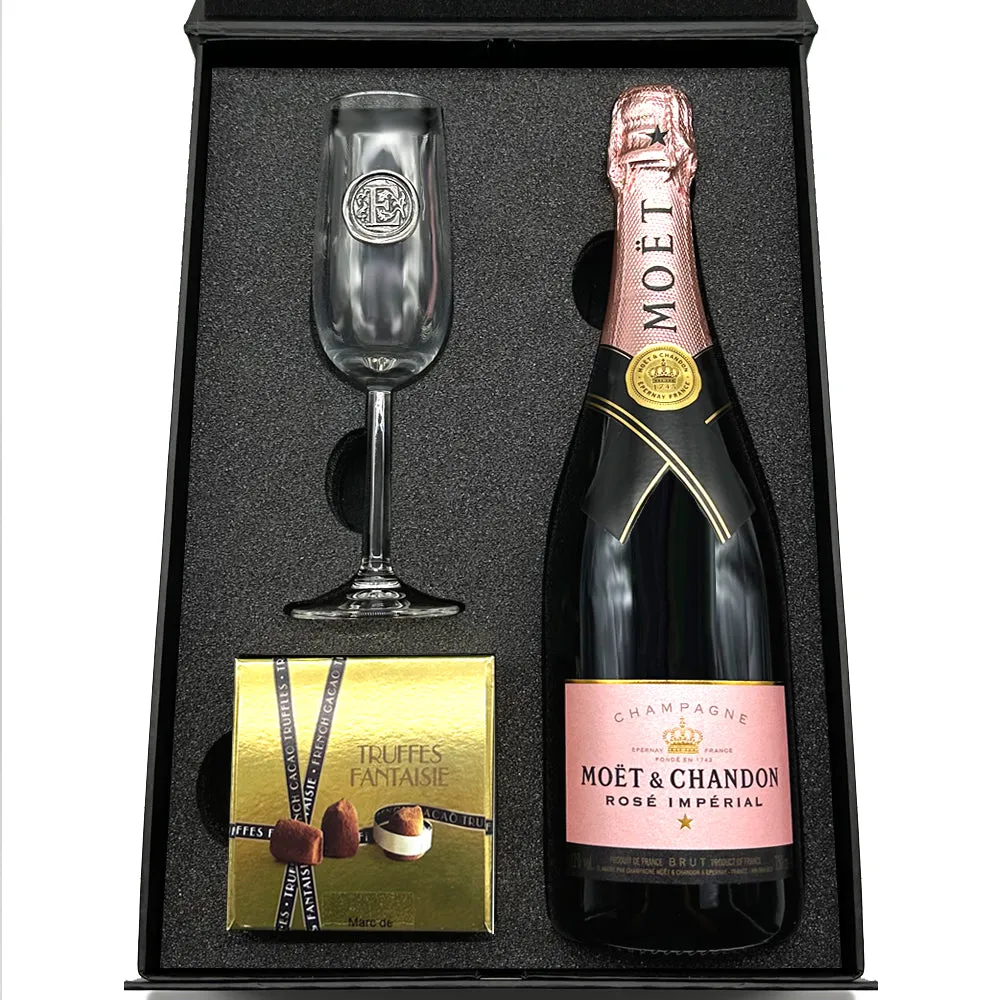 Luxury Champagne Gift Set Includes Bottle, Personalised Champagne Flute & Truffles