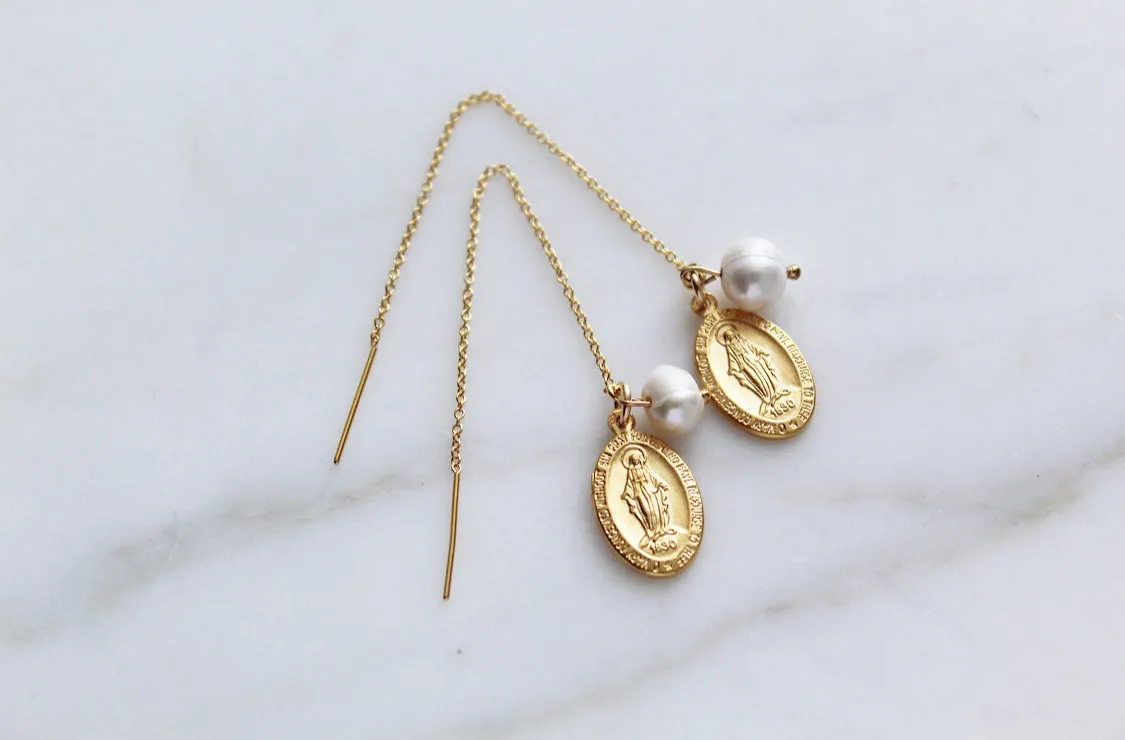 Miraculous Medal & Pearl threaders