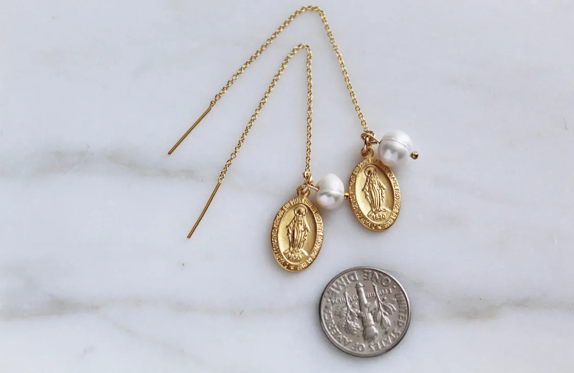 Miraculous Medal & Pearl threaders