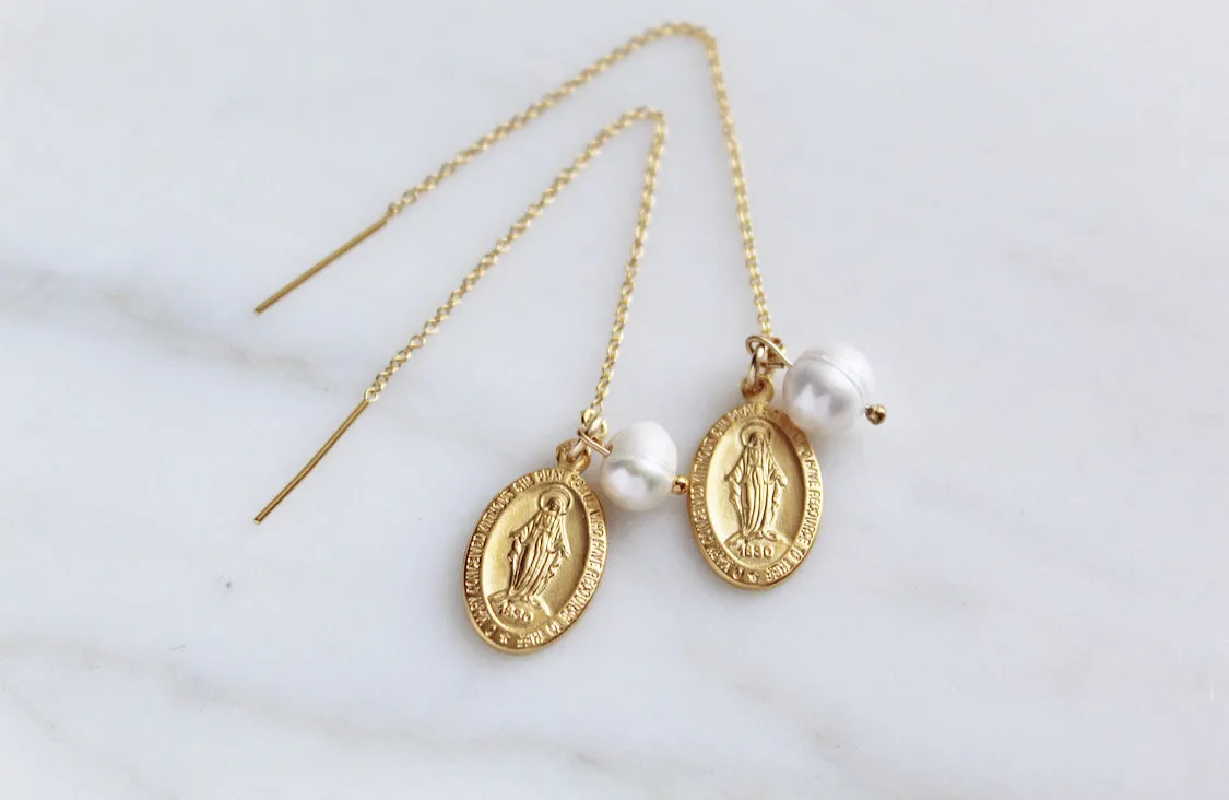 Miraculous Medal & Pearl threaders