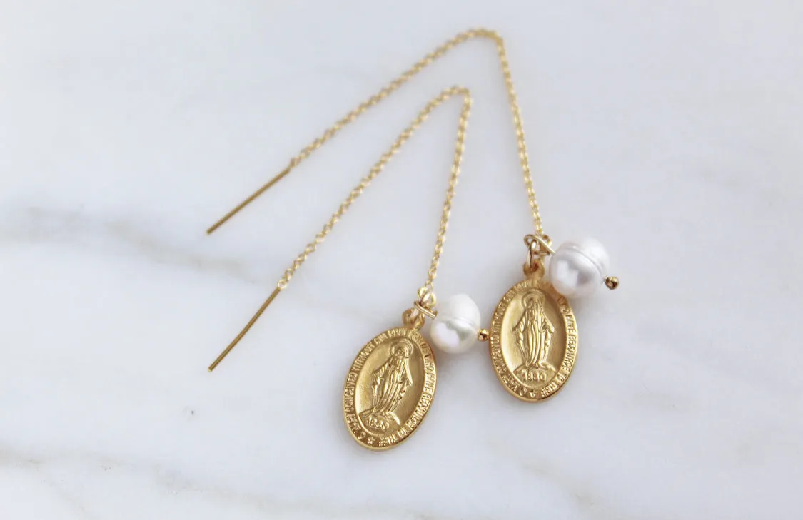 Miraculous Medal & Pearl threaders