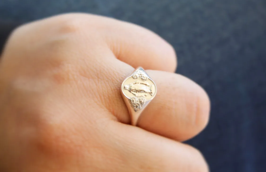 Miraculous Medal Signet Ring in 925 Sterling Silver