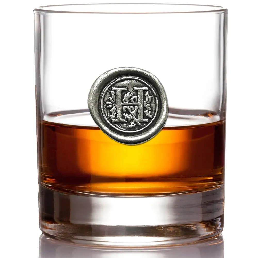 Monogram Whiskey Whisky Glass Tumbler Personalised Gift With Pewter Initial