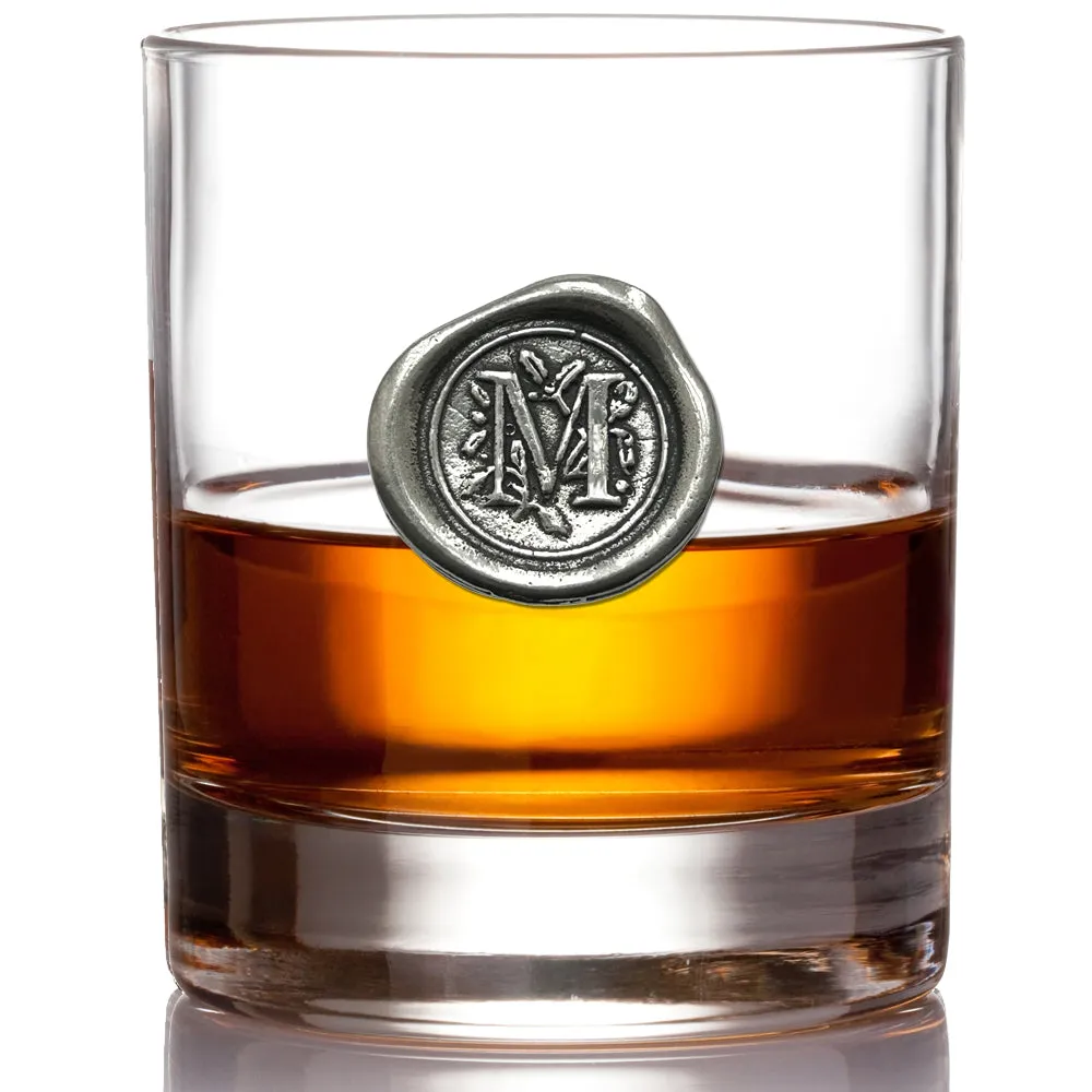 Monogram Whiskey Whisky Glass Tumbler Personalised Gift With Pewter Initial