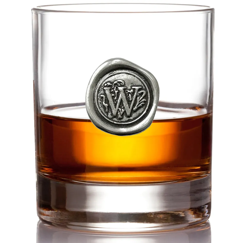 Monogram Whiskey Whisky Glass Tumbler Personalised Gift With Pewter Initial