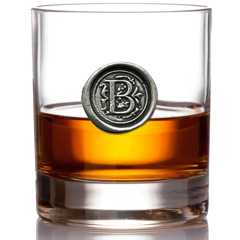 Monogram Whiskey Whisky Glass Tumbler Personalised Gift With Pewter Initial