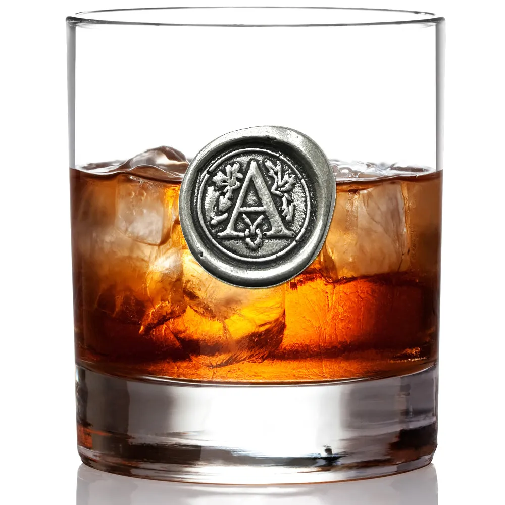 Monogram Whiskey Whisky Glass Tumbler Personalised Gift With Pewter Initial