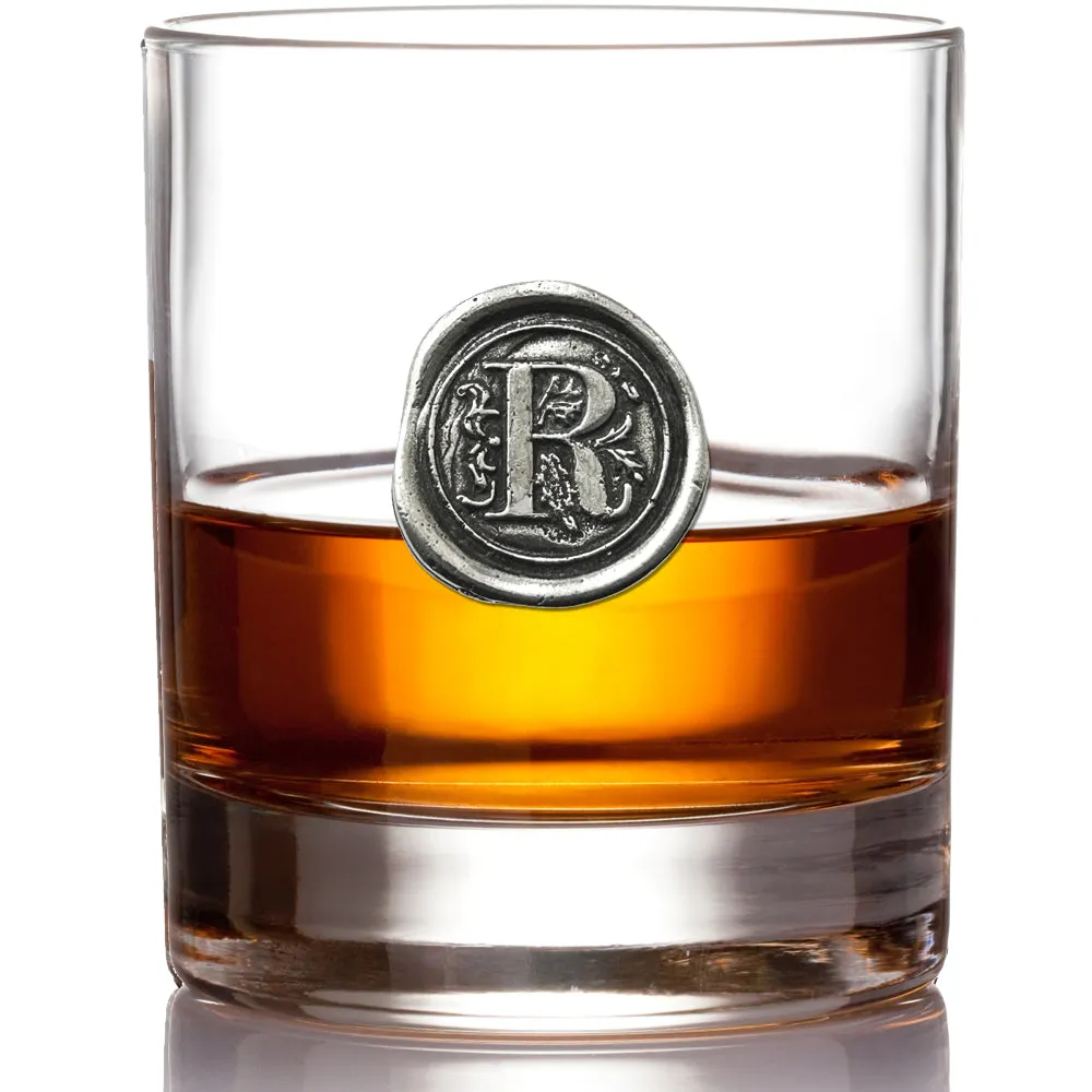 Monogram Whiskey Whisky Glass Tumbler Personalised Gift With Pewter Initial