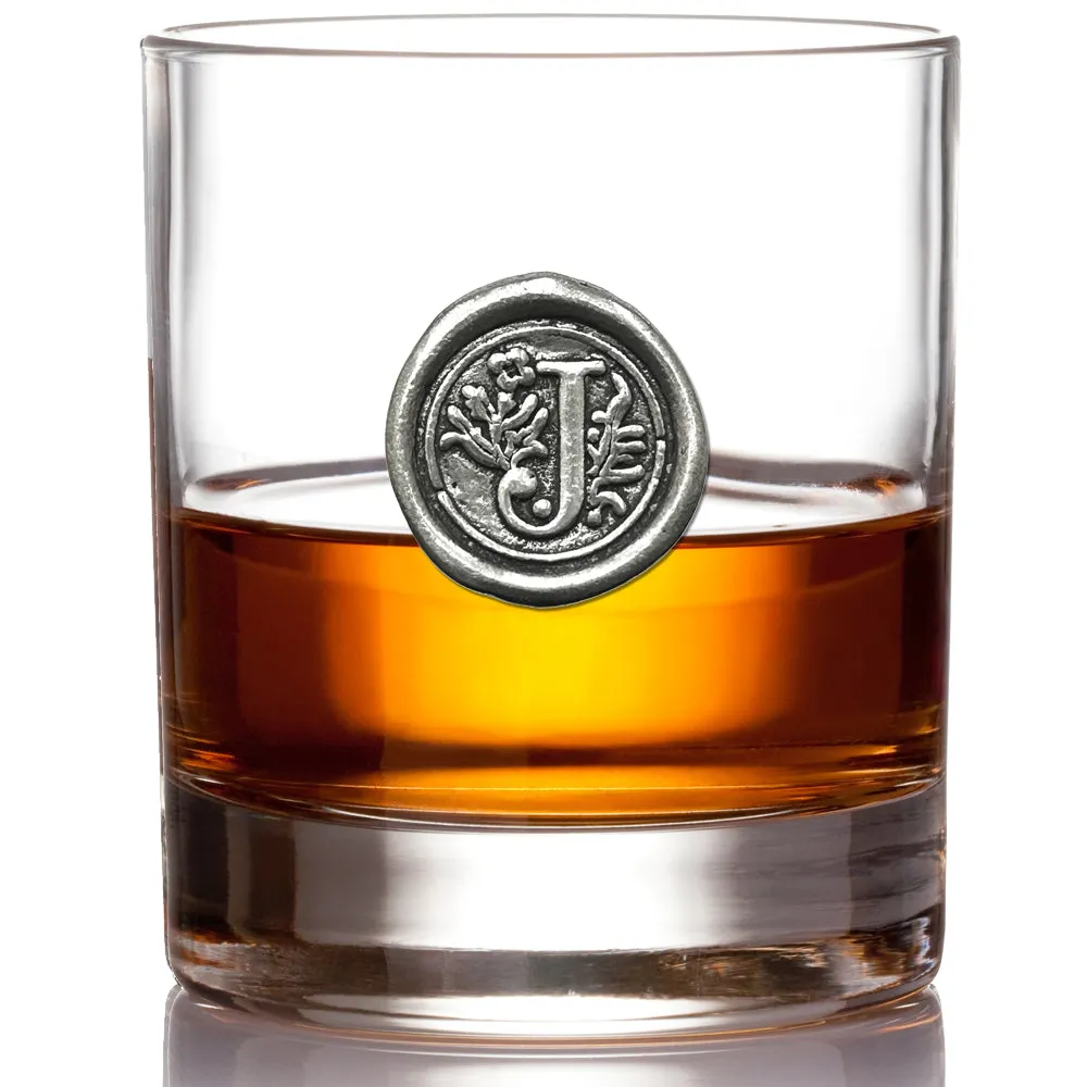 Monogram Whiskey Whisky Glass Tumbler Personalised Gift With Pewter Initial