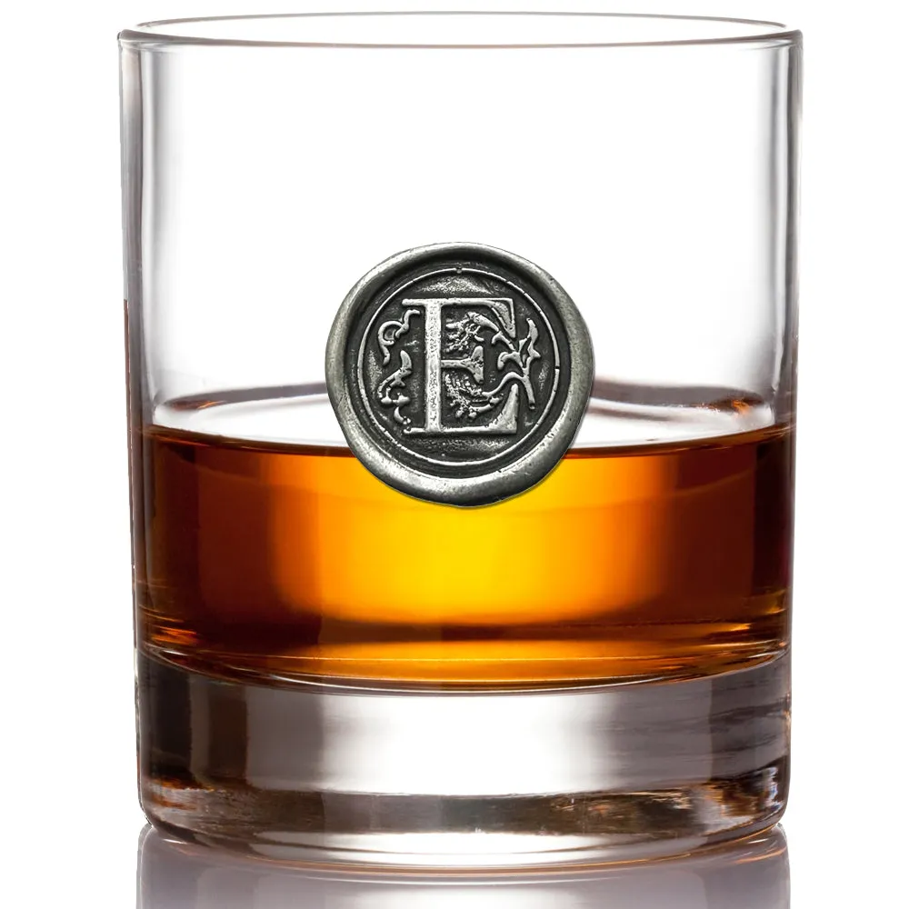 Monogram Whiskey Whisky Glass Tumbler Personalised Gift With Pewter Initial