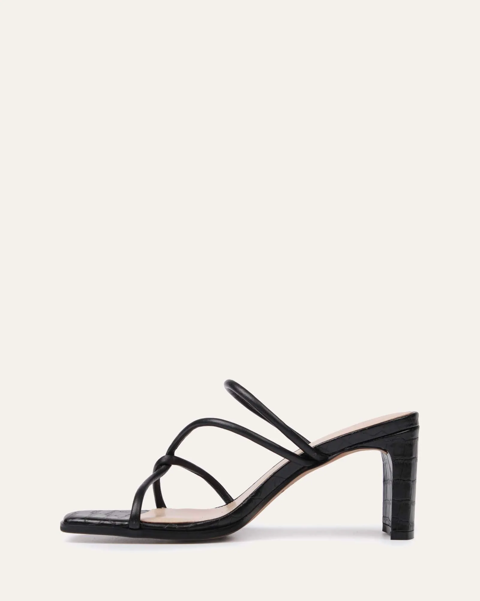 NOVI MID HEEL SANDALS BLACK LEATHER