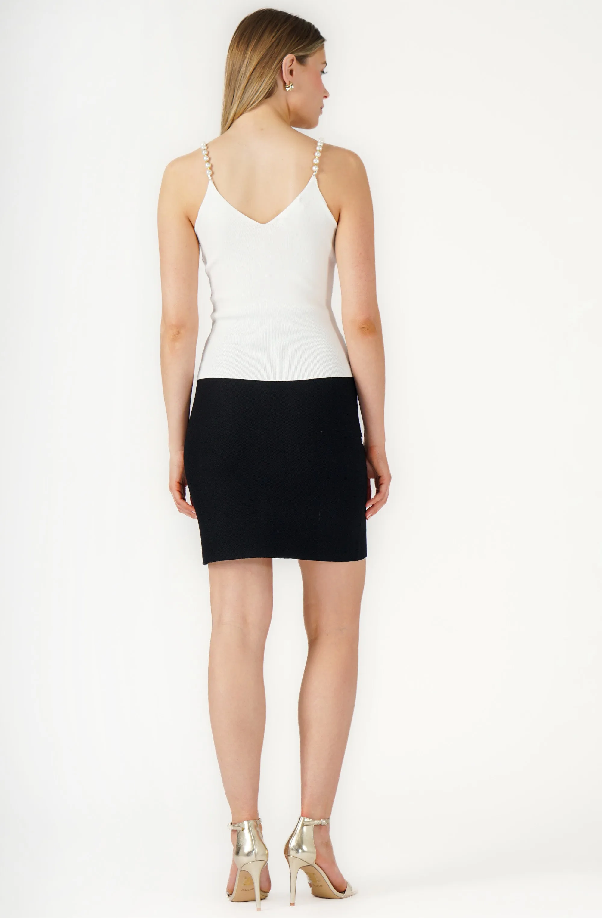 Pearl Strap V-neck Knit Cami