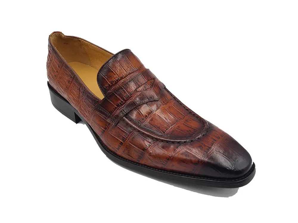 Penny Loafer Features Alligator Embossed Calfskin